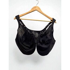 Glamorise Bra Elegance Wonderwire Front Closure 50H Black NWT